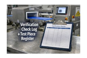 Metal Detector / X-ray Verification Check Log + Test Piece Control Register (with templates)
